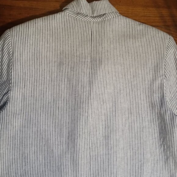 OLD NAVY striped double breasted linen blend blazer in charcoal stripe (L) - Picture 11 of 16